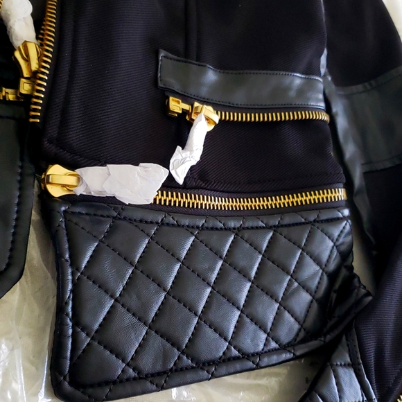 FILLMORE Zip Peplum Moto Blazer Jacket Topper NEW Black/Gold Womens CHIC  HP🎉 - Picture 12 of 12